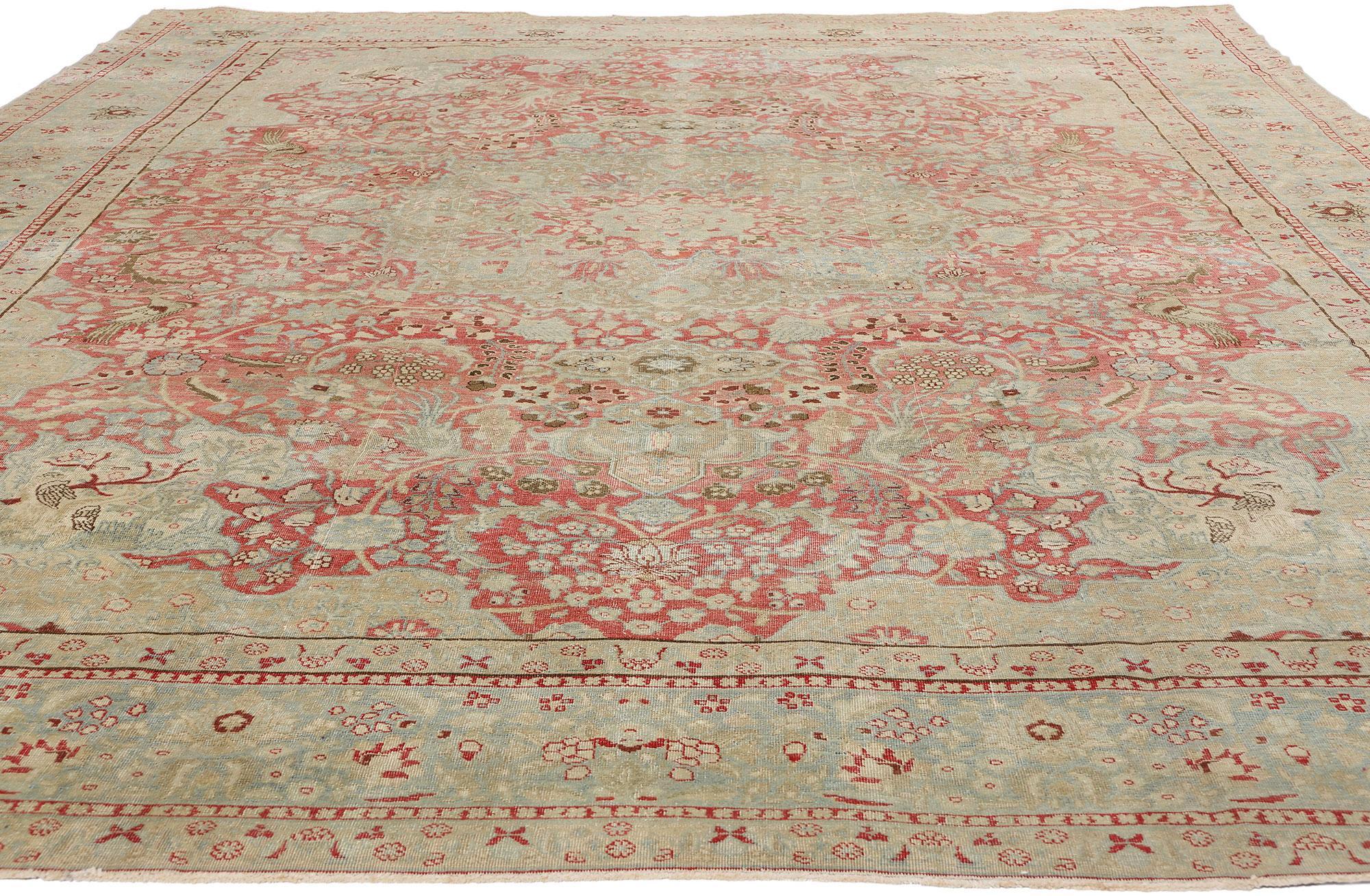 Annodato a mano Tappeto persiano Tabriz del 1900 con stile moderno in vendita