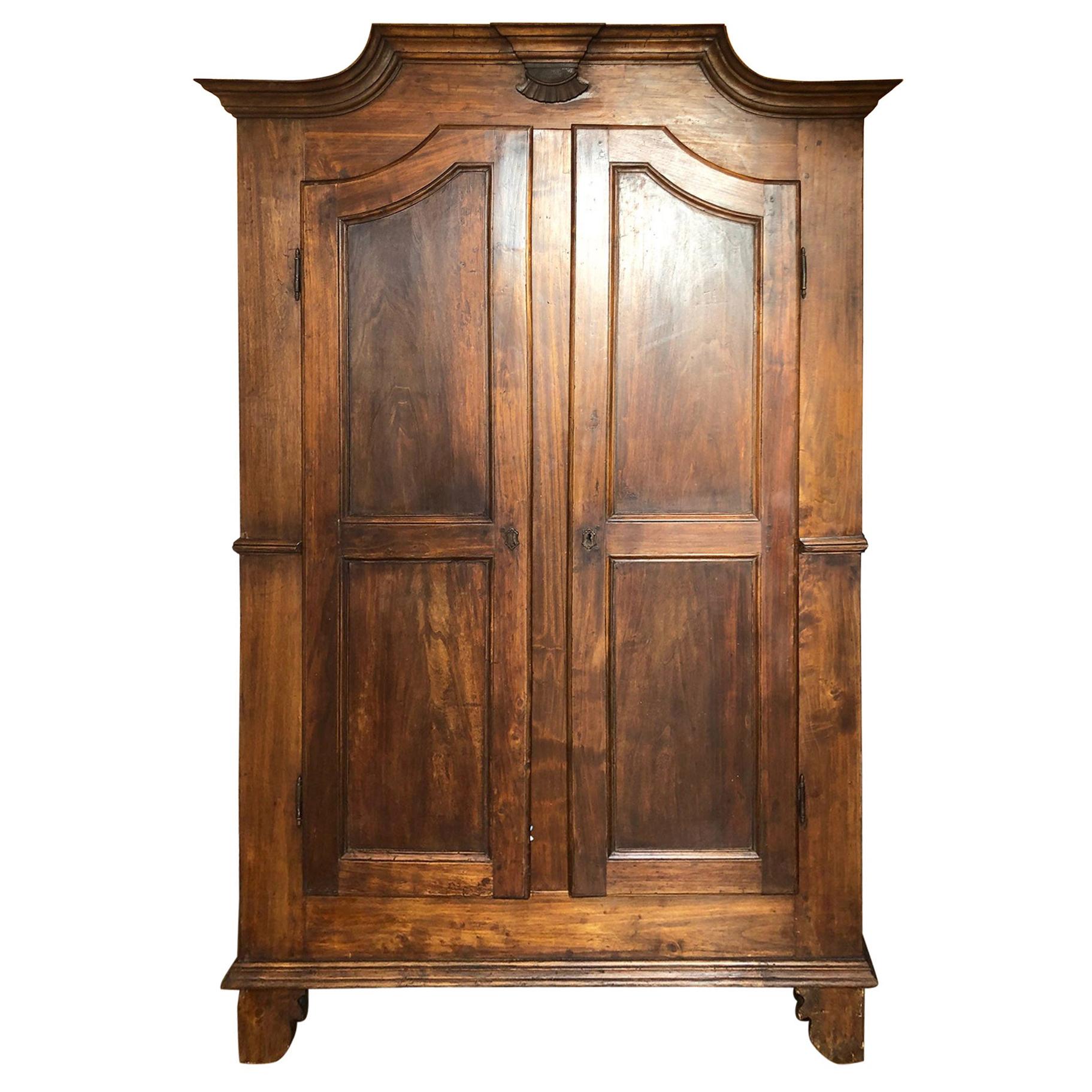 1900s Piedmontese Wardrobe Poplar Sideboard Pantry Cabinet
