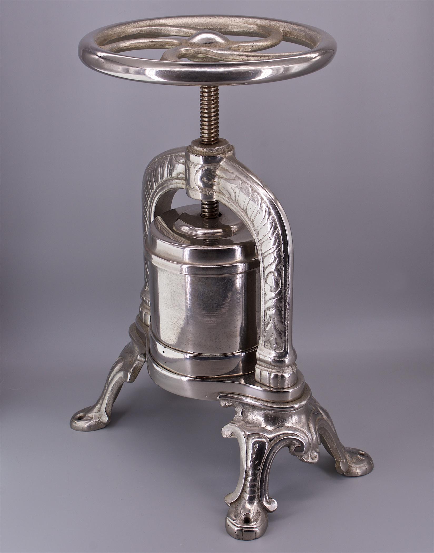 Late Victorian 1900s Polished Nickel French Duck Lobster Press Culinary Cooking Matfer Bourgeat