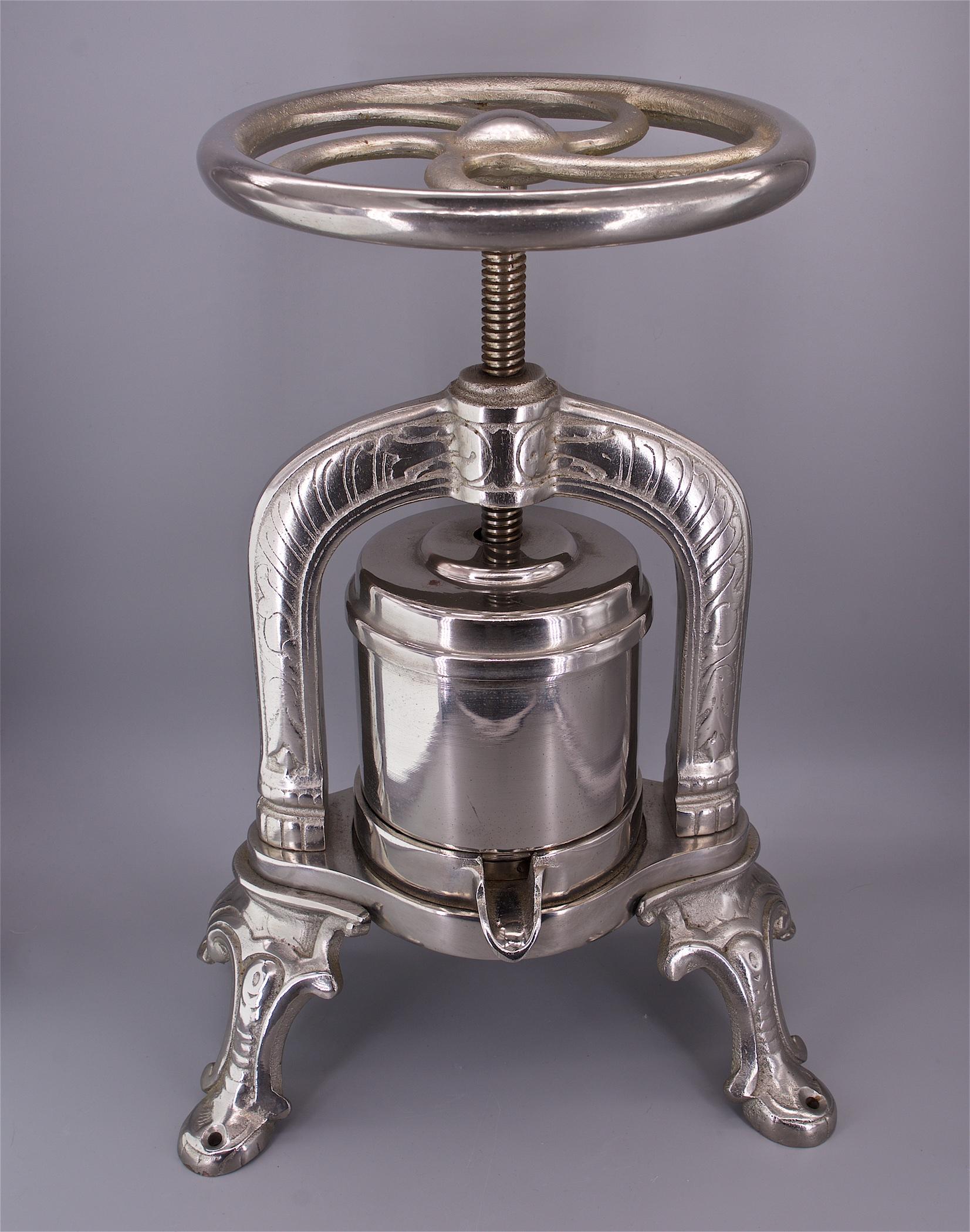 1900s Polished Nickel French Duck Lobster Press Culinary Cooking Matfer Bourgeat In Good Condition In Hyattsville, MD