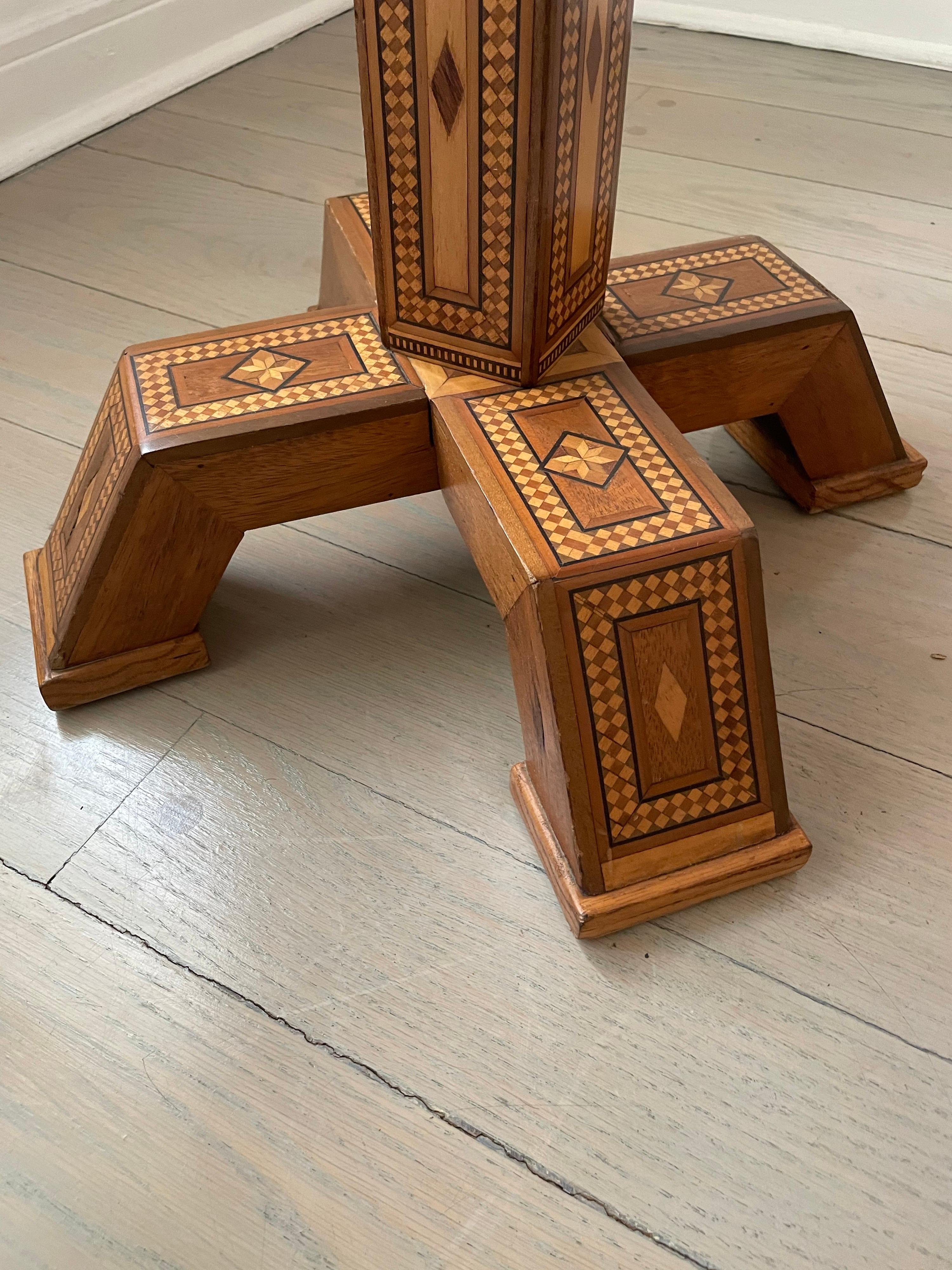 1900s Prisoner-Made Marquetry Inlay Side Table For Sale 2