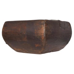Antique 1900s Provincial Chinese Harvest Basket Rice Measure Wood Iron
