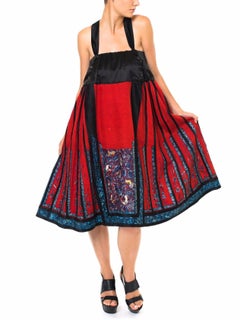 Edwardian QUING DYNASTY Red & Black Silk Hand Embroidered Chinese Dress Made Fr