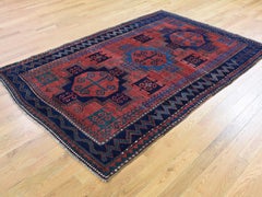 1900s Red Antique Caucasian Pure Wool Hand Knotted Oriental Rug