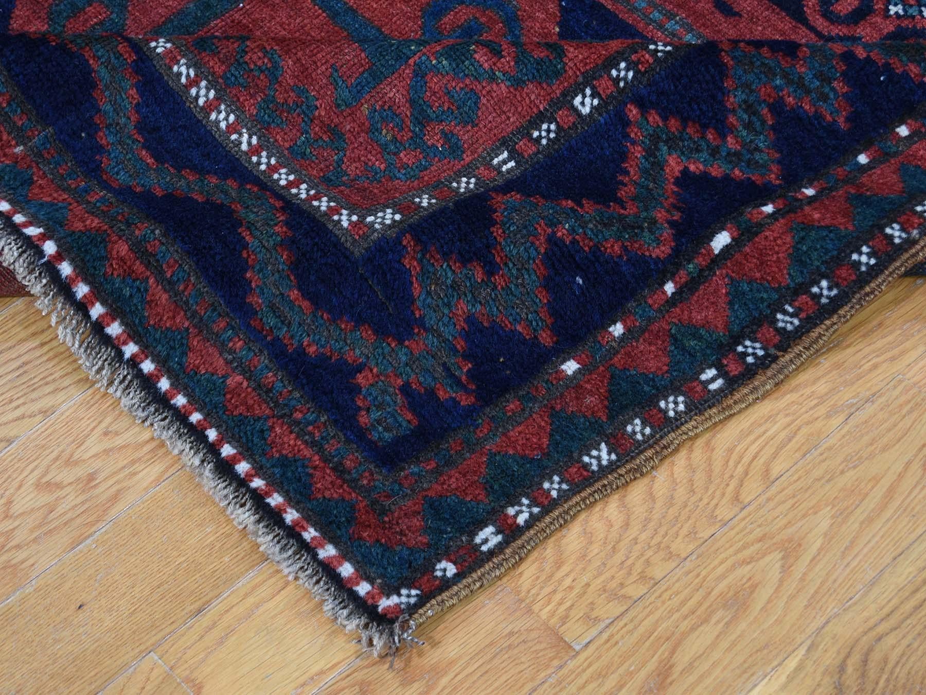 Hand-Knotted 1900s Red Antique Caucasian Pure Wool Hand Knotted Oriental Rug