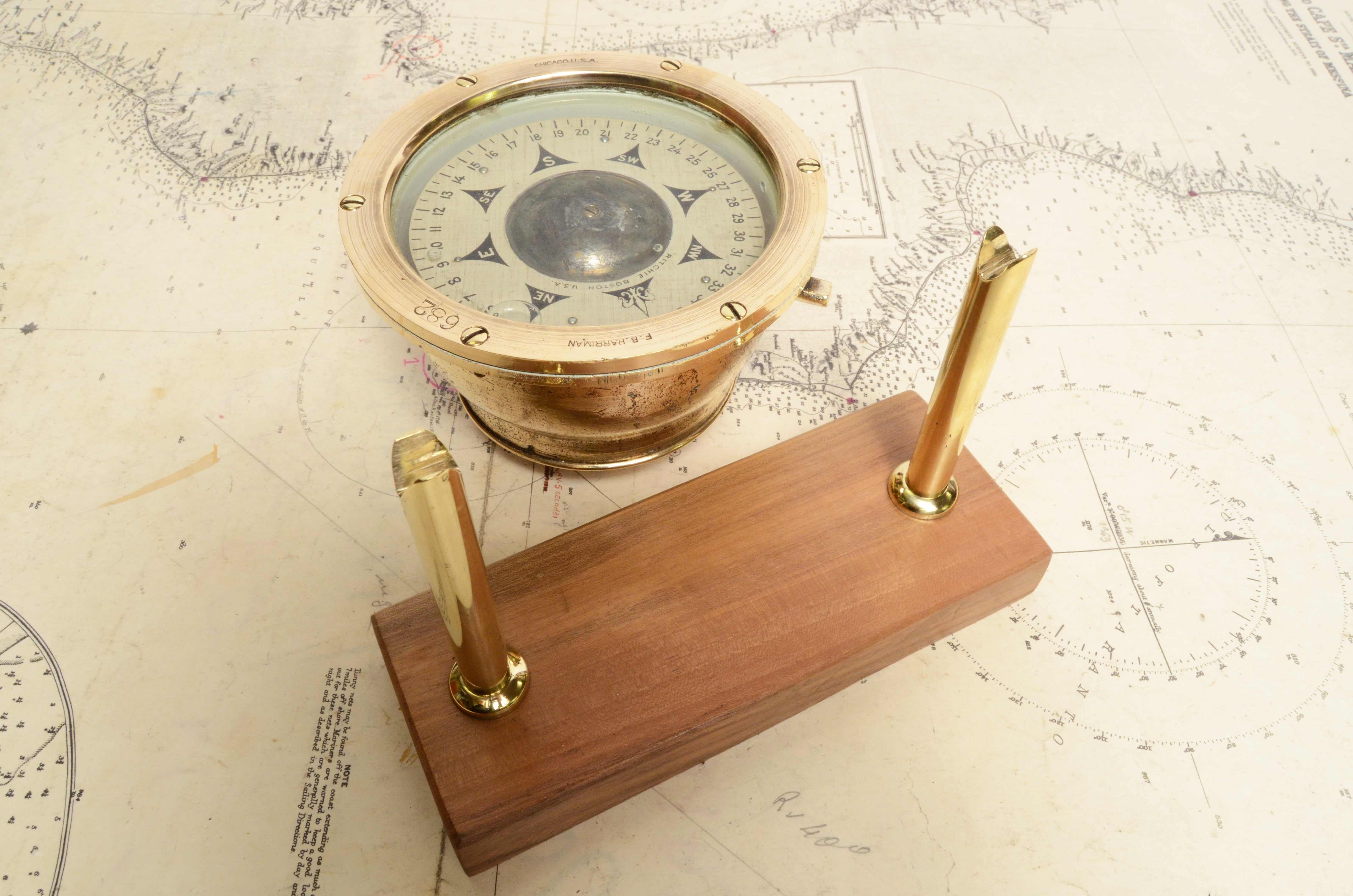 1900s Ritchie Boston Usa Brass Nautical Magnetic Compass Maritime Navigation 2