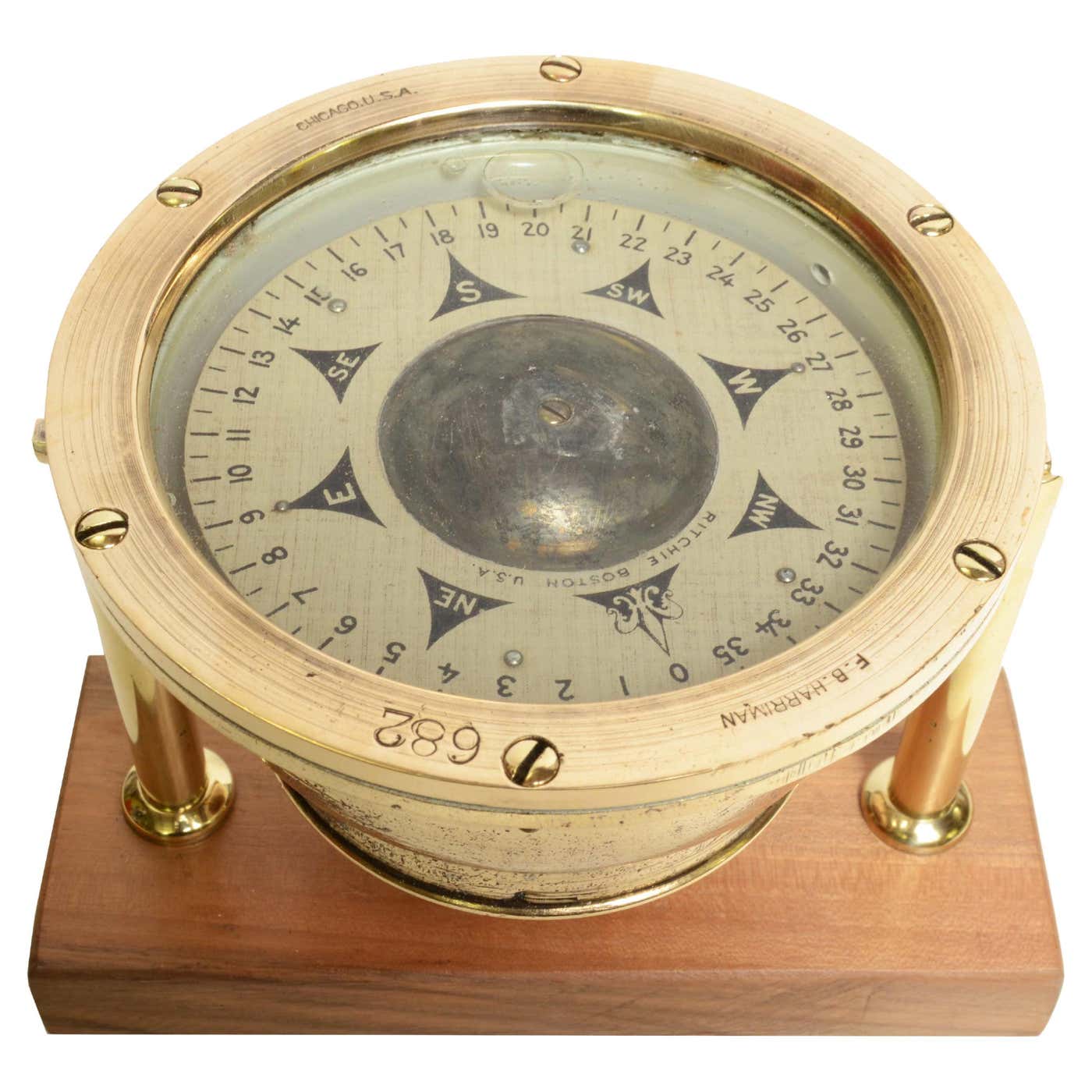 Compas Seaman 1900s Ritchie Boston Usa Brass Nautical Magnetic Compass Maritime ...