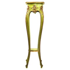 Piedistallo rococò francese del 1900 laccato in verde e dorato