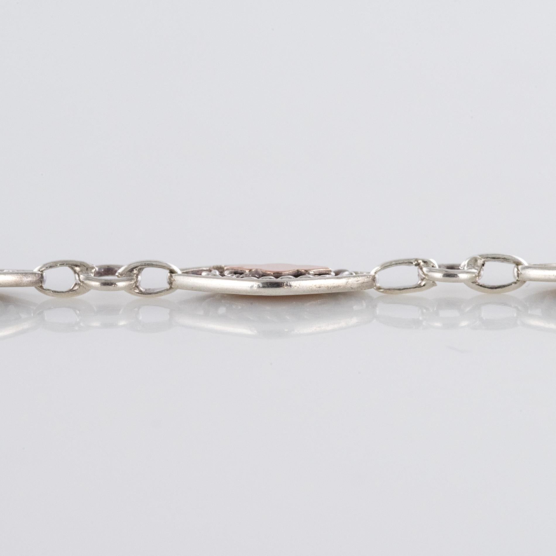 Belle Époque 1900s Rose Gold Sterling Silver Necklace