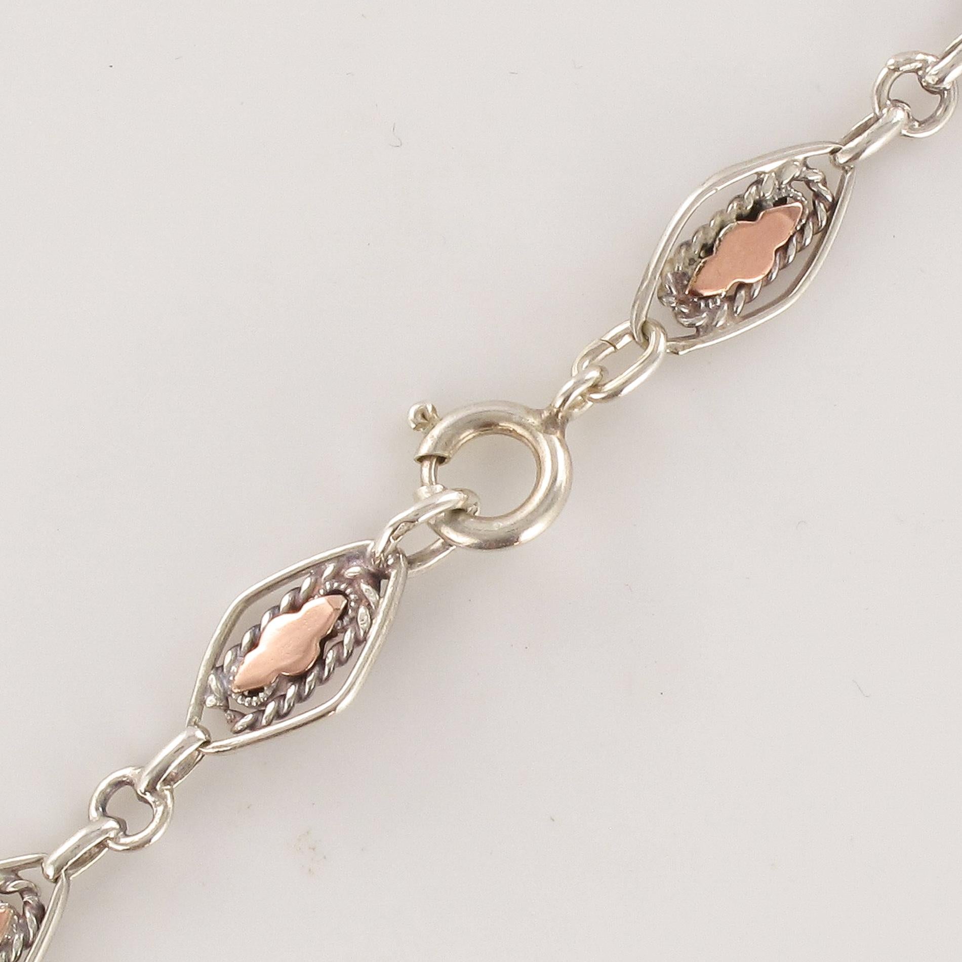 1900s Rose Gold Sterling Silver Necklace 4
