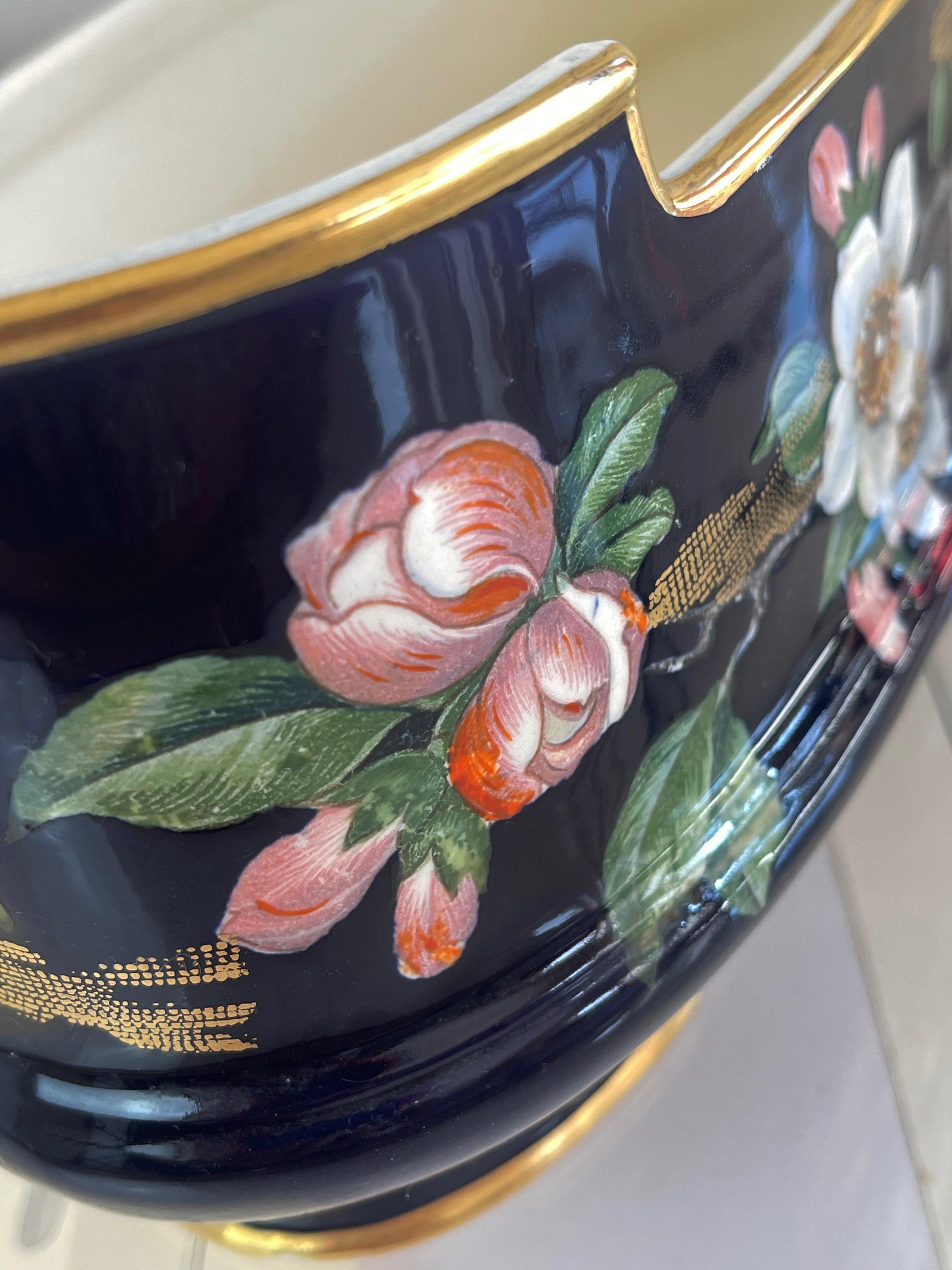 Jardiniere Art Nouveau dorato e blu reale del 1900 ''Taiping'', Villeroy & Boch In condizioni buone in vendita a Andernach, DE