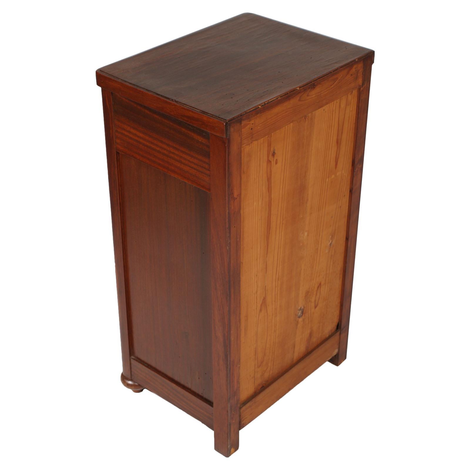 20th Century 1900s Rustic Country Nightstand, Bedside Table, Walnut and Mahogany, Restored For Sale
