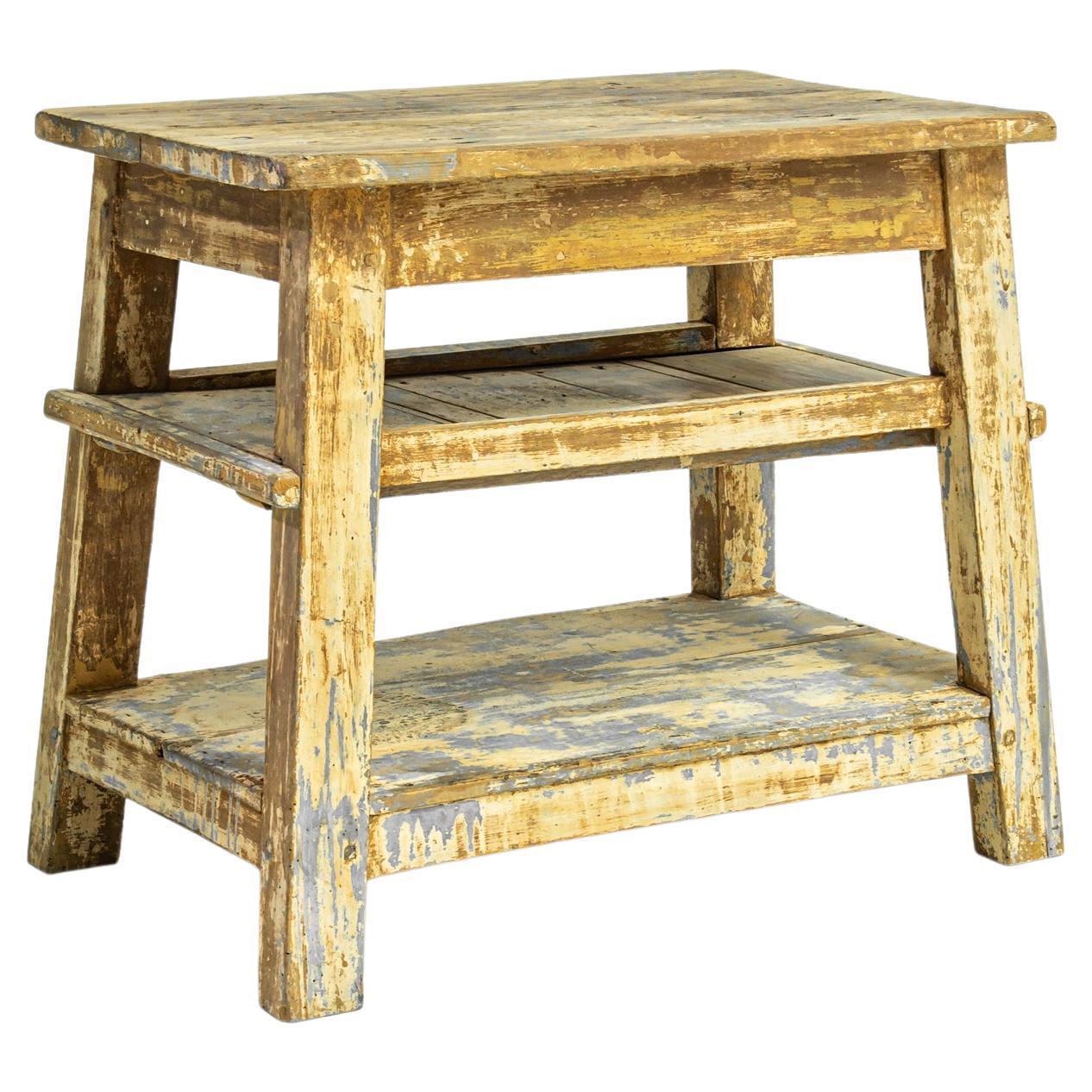 Rustic Wood Block Tall Side Table at 1stDibs
