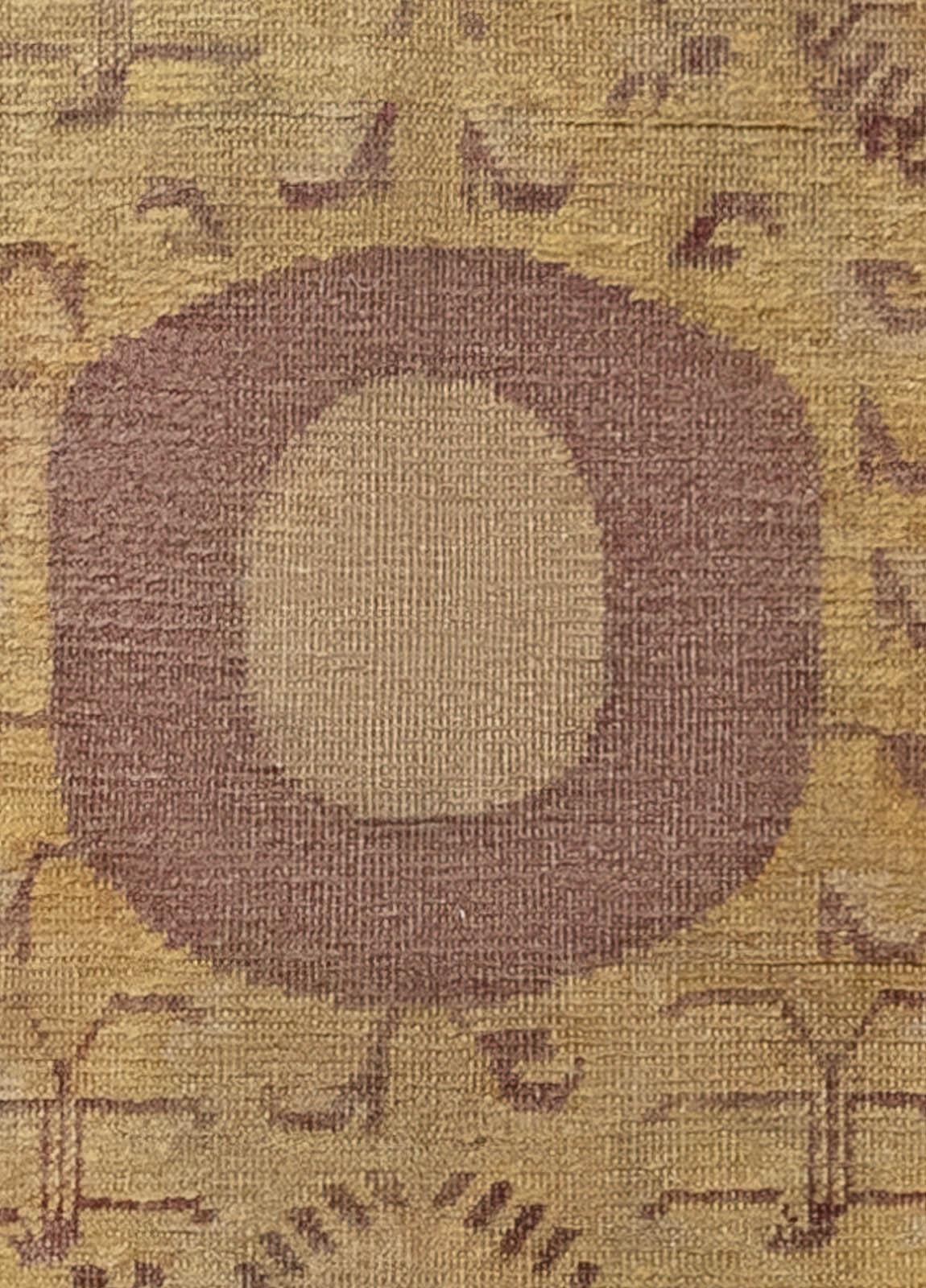 1900s Samarkand 'Khotan' yellow and brown handmade wool rug
Size: 4'6