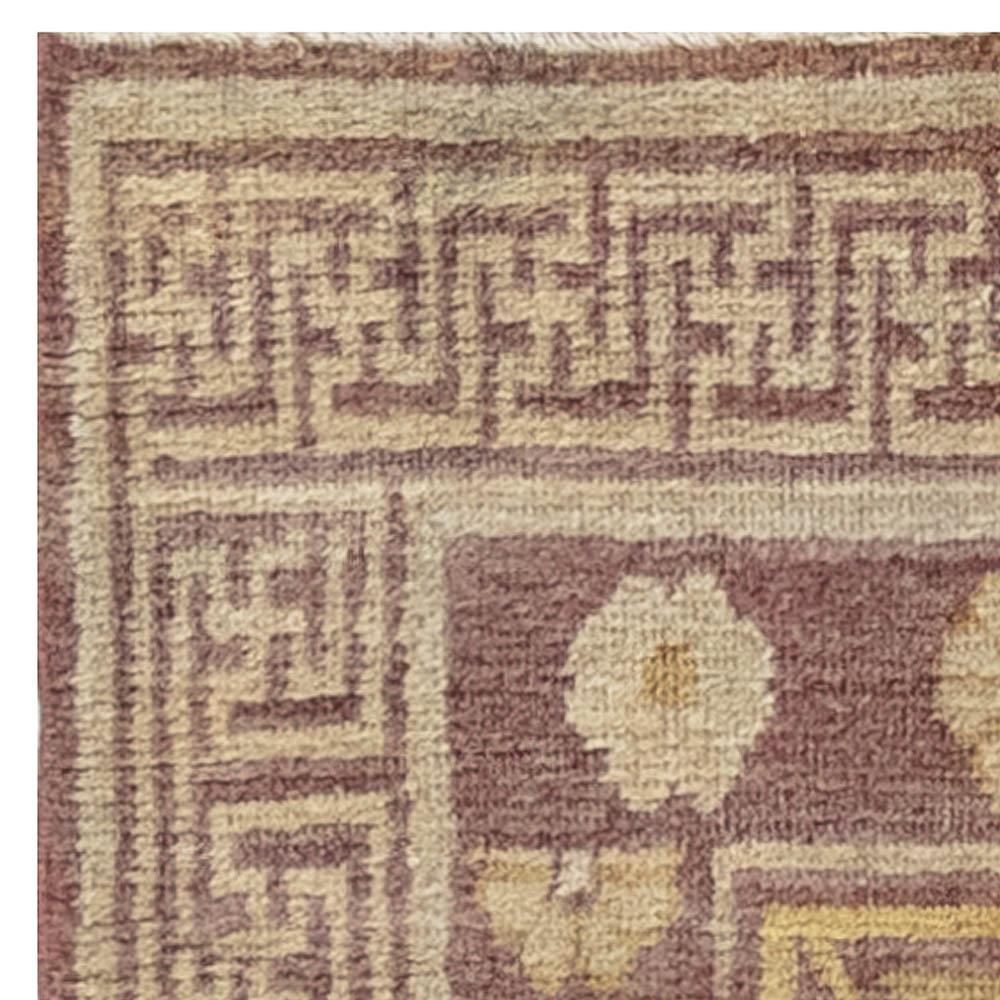 1900s Samarkand Khotan Handmade Wool Rug For Sale 1