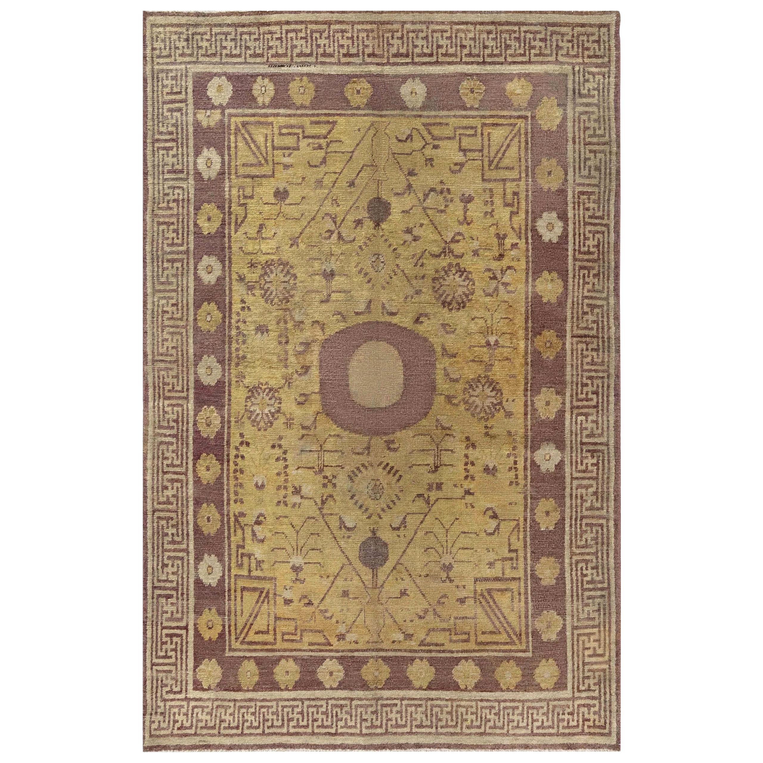 1900s Samarkand Khotan Handmade Wool Rug For Sale