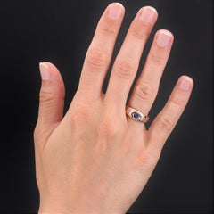 1900s Sapphire Diamond 14 Karat Rose Gold Bangle Ring