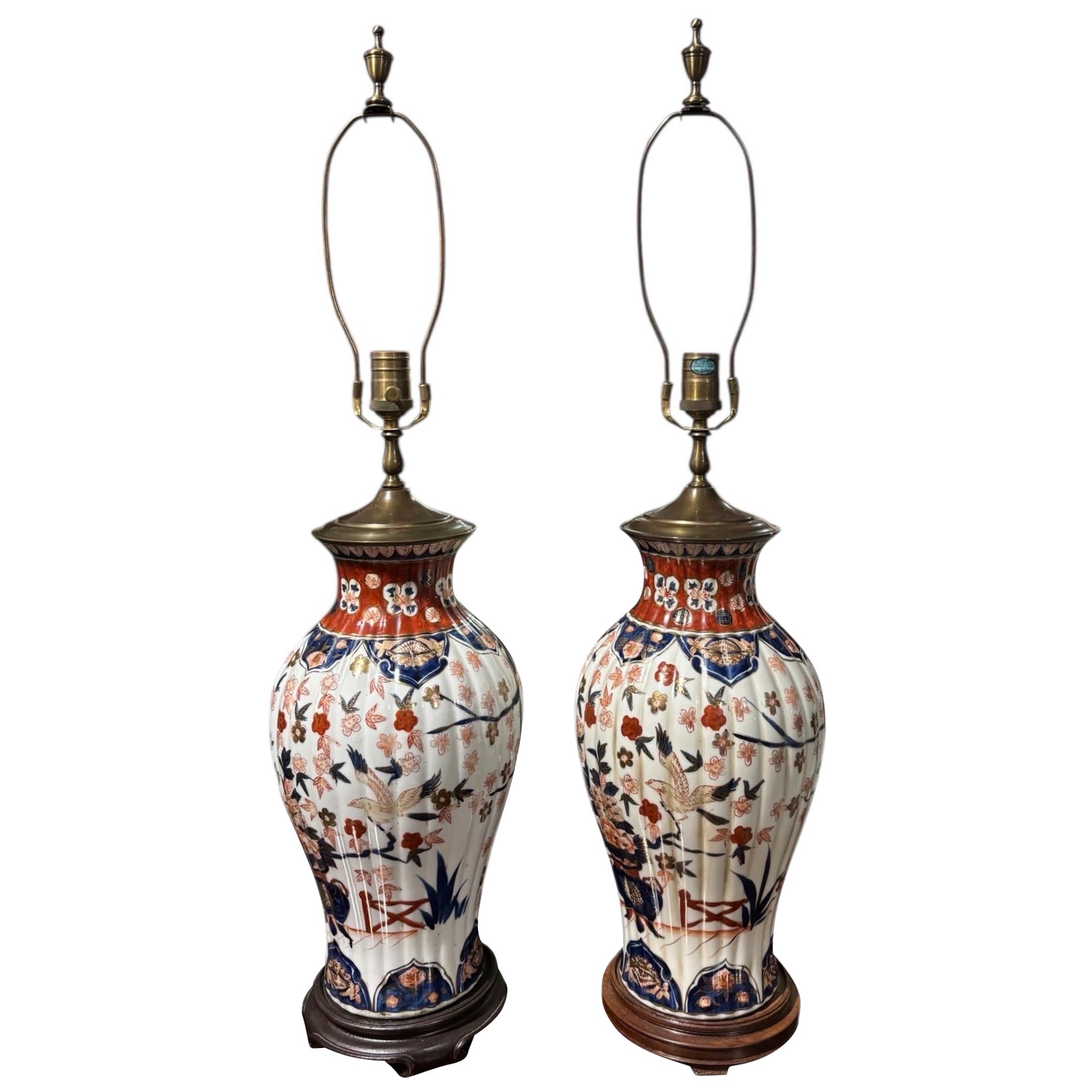 1900’s Satsuma Hand Painted Ceramic Lamps, a Pair