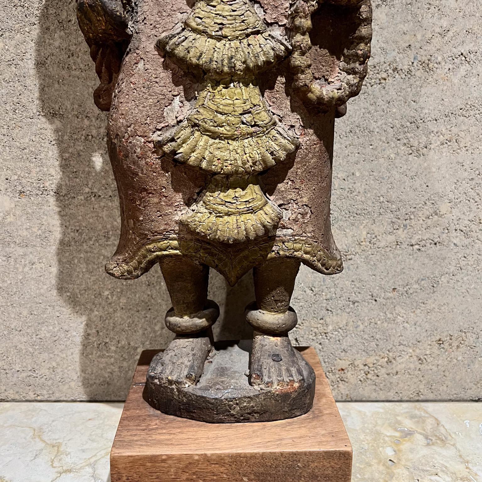 1900s Sculpture of Hindu Goddess Figure Intricate Wood Carving In Good Condition For Sale In Chula Vista, CA