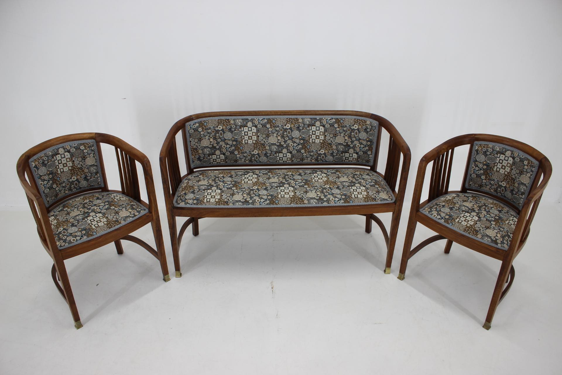 Vienna Secession 1900s Set of Viennese Secession Sofa and Armachairs in the Style of Josef Maria For Sale