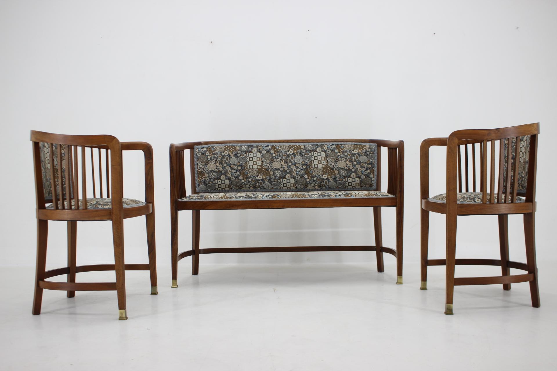 Austrian 1900s Set of Viennese Secession Sofa and Armachairs in the Style of Josef Maria For Sale