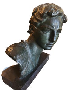 1900s Signed Bronze Bust of Man