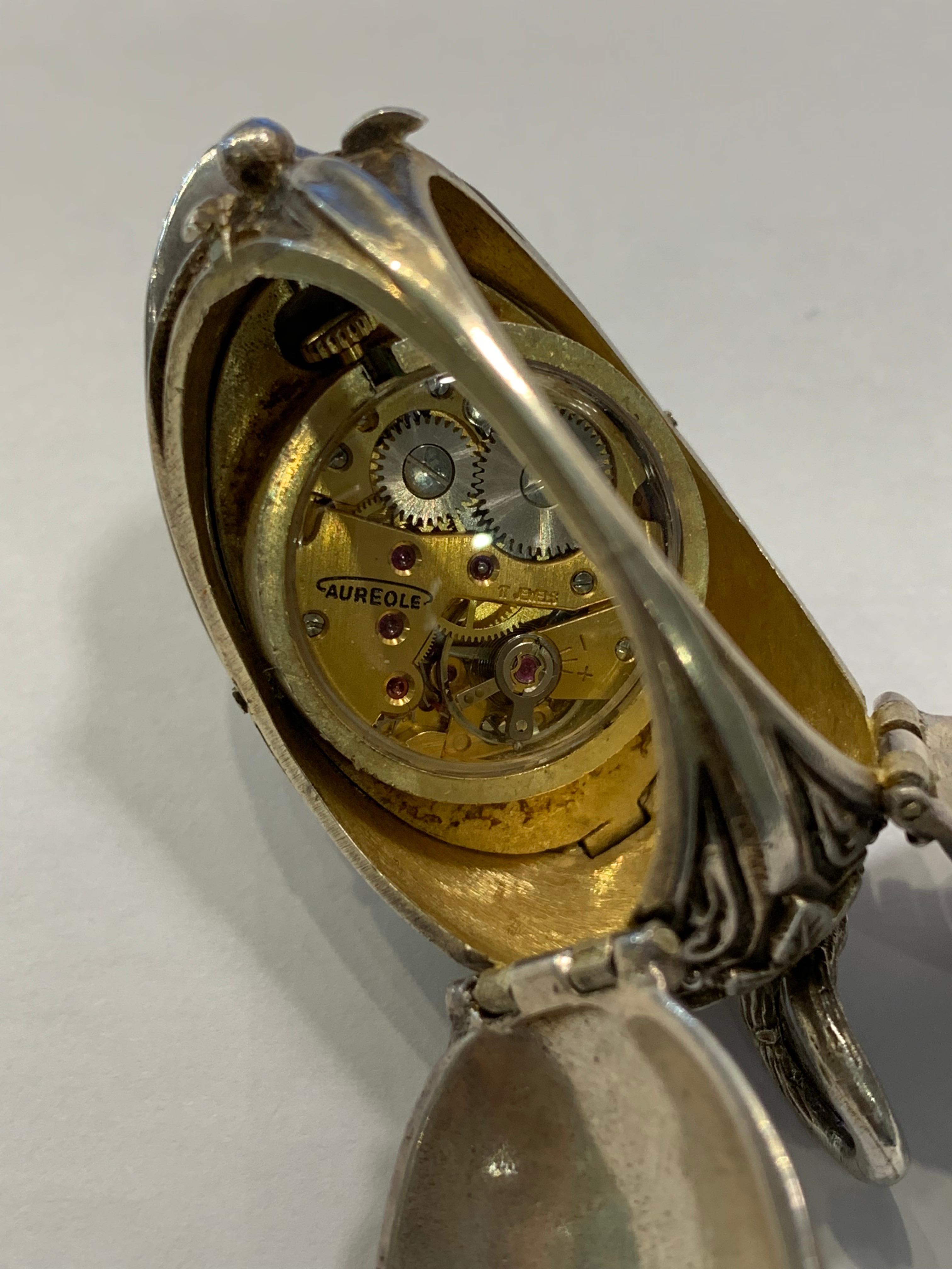Victorian 1900s Silver English Antique Flower Bud Watch Locket
