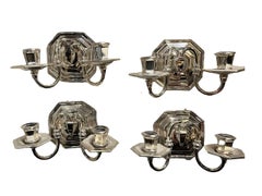 1900's Small Caldwell Silver Plated 2 Light Sconces