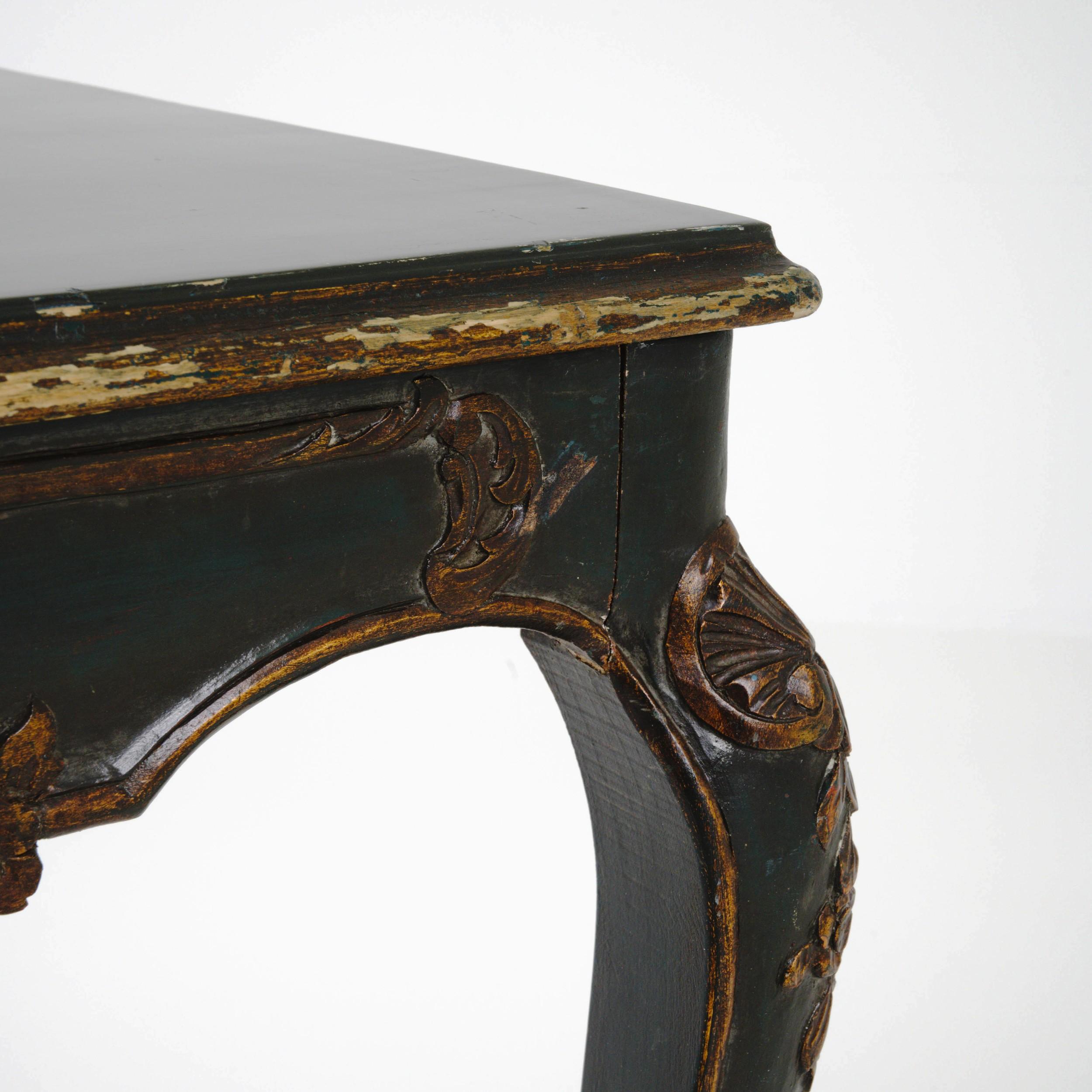 Marble 1900s Spanish Wooden Side Table For Sale