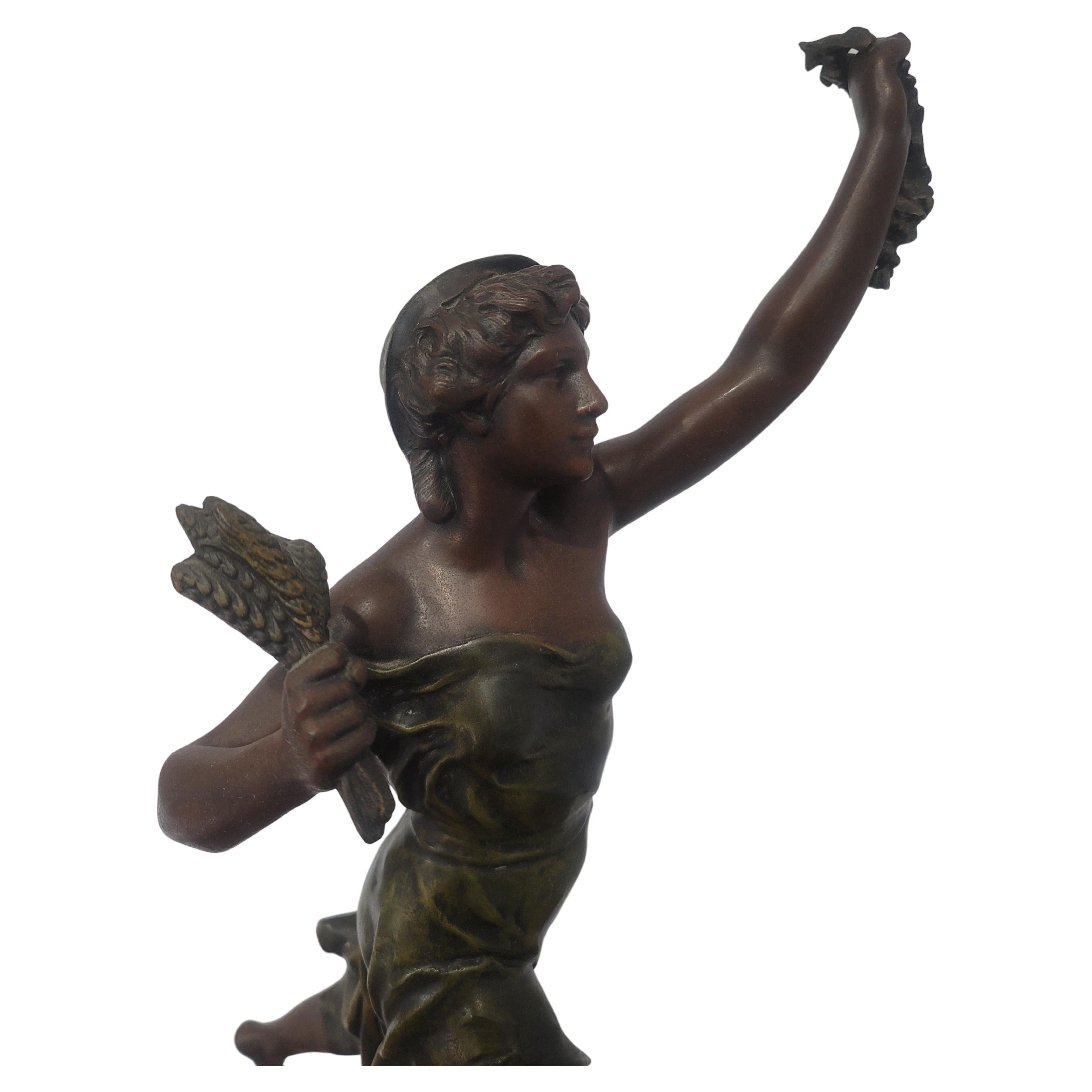 Metalwork 1900s Spelter Joan Of Arc Sculpture by Jean-Baptiste Germain