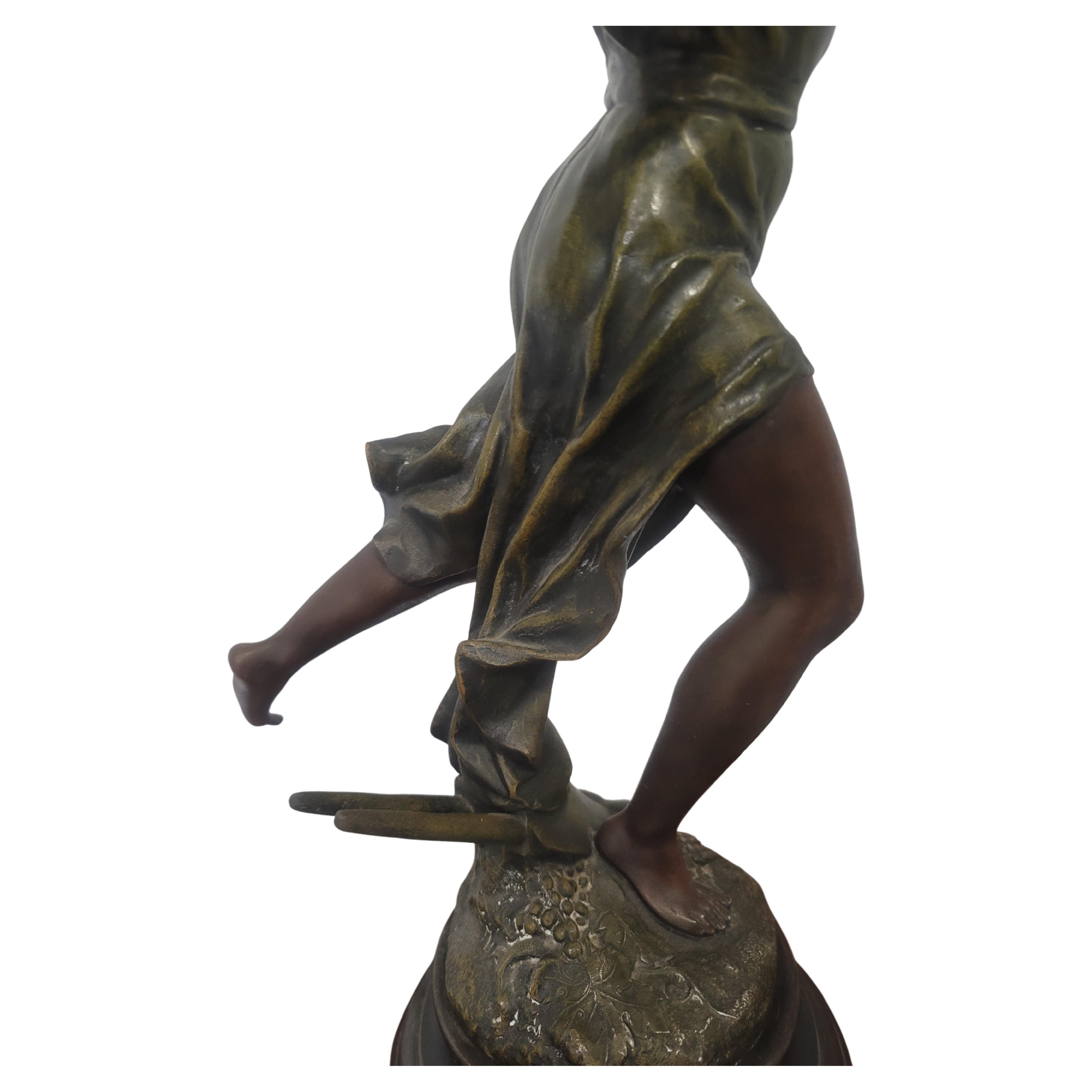 1900s Spelter Joan Of Arc Sculpture by Jean-Baptiste Germain In Good Condition In Germantown, MD