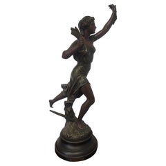 1900s Spelter Joan Of Arc Sculpture by Jean-Baptiste Germain