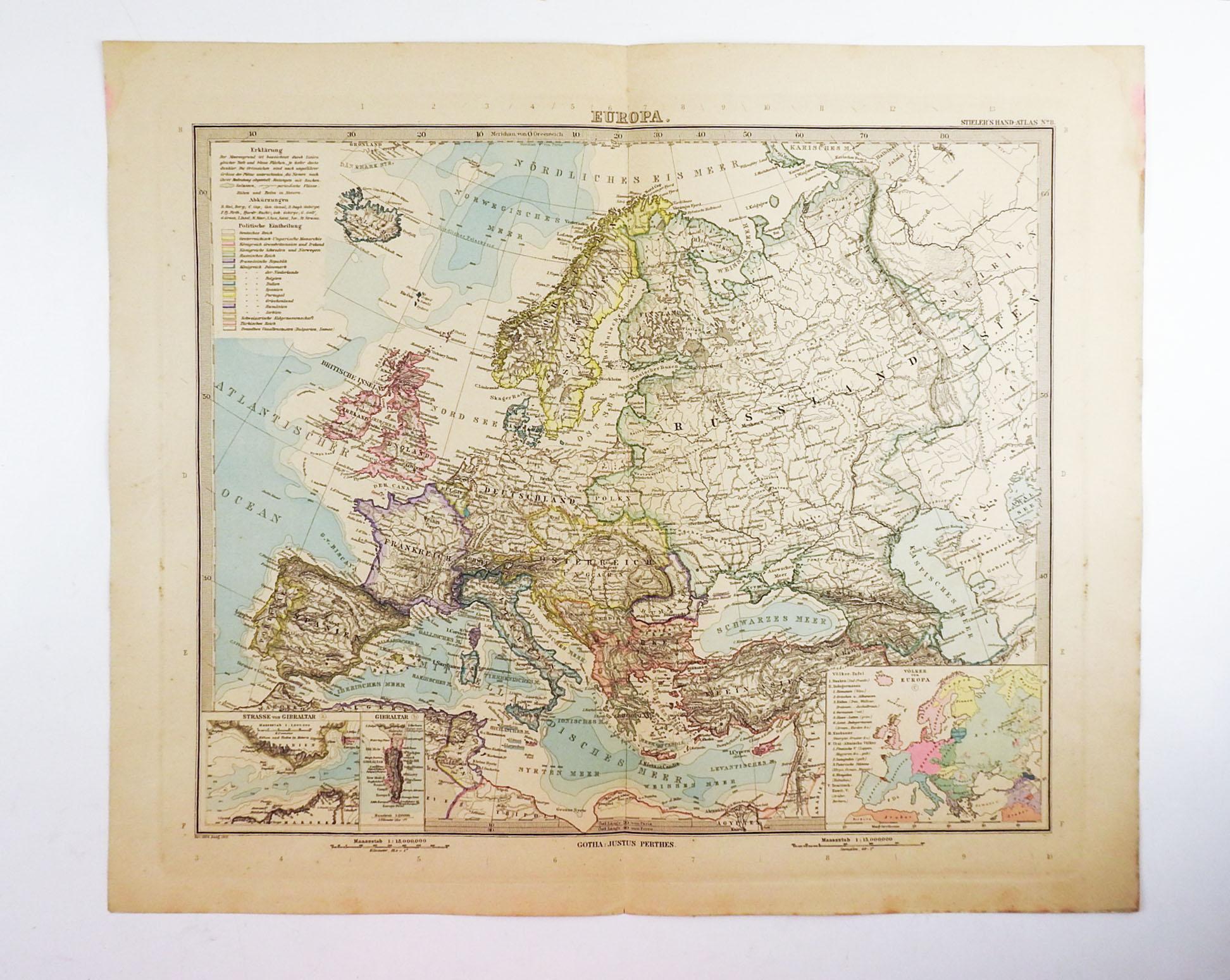 German 1900s Stielers Hand Atlas 100 Maps For Sale