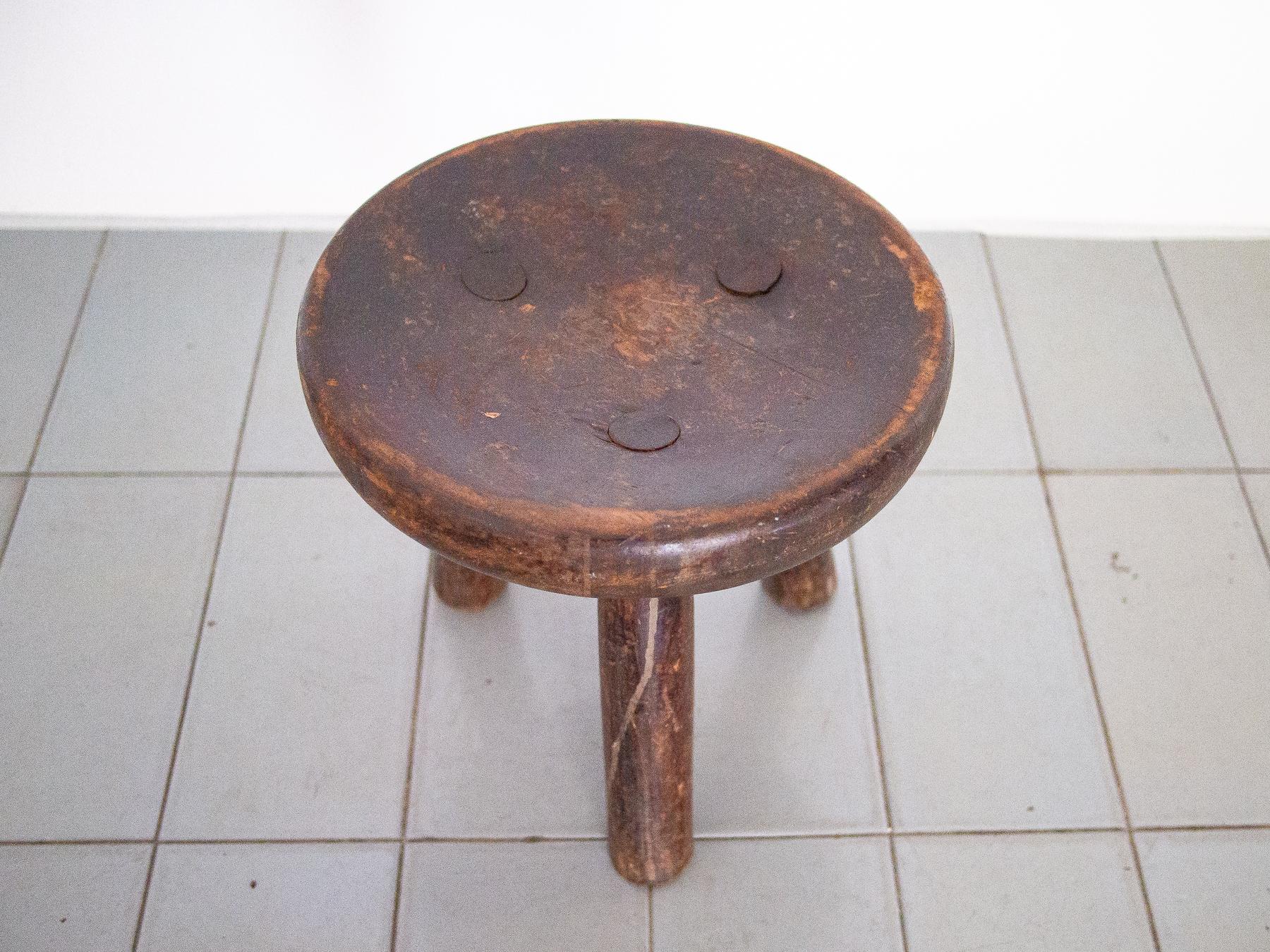 1900s Stool in Hardwood, Brazil Rustic Furniture 1