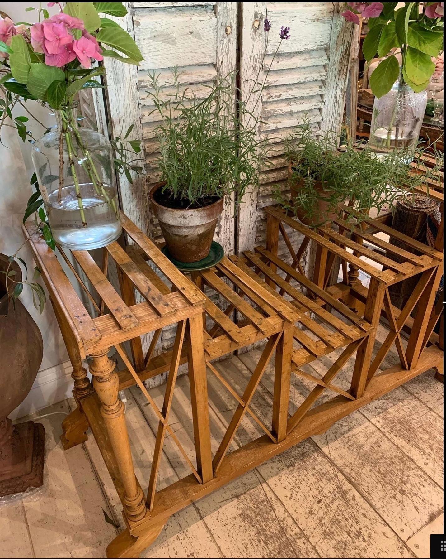 Late 19th Century 1900s Swedish slatted & turned wood flower display stand in the style of Eiffel For Sale