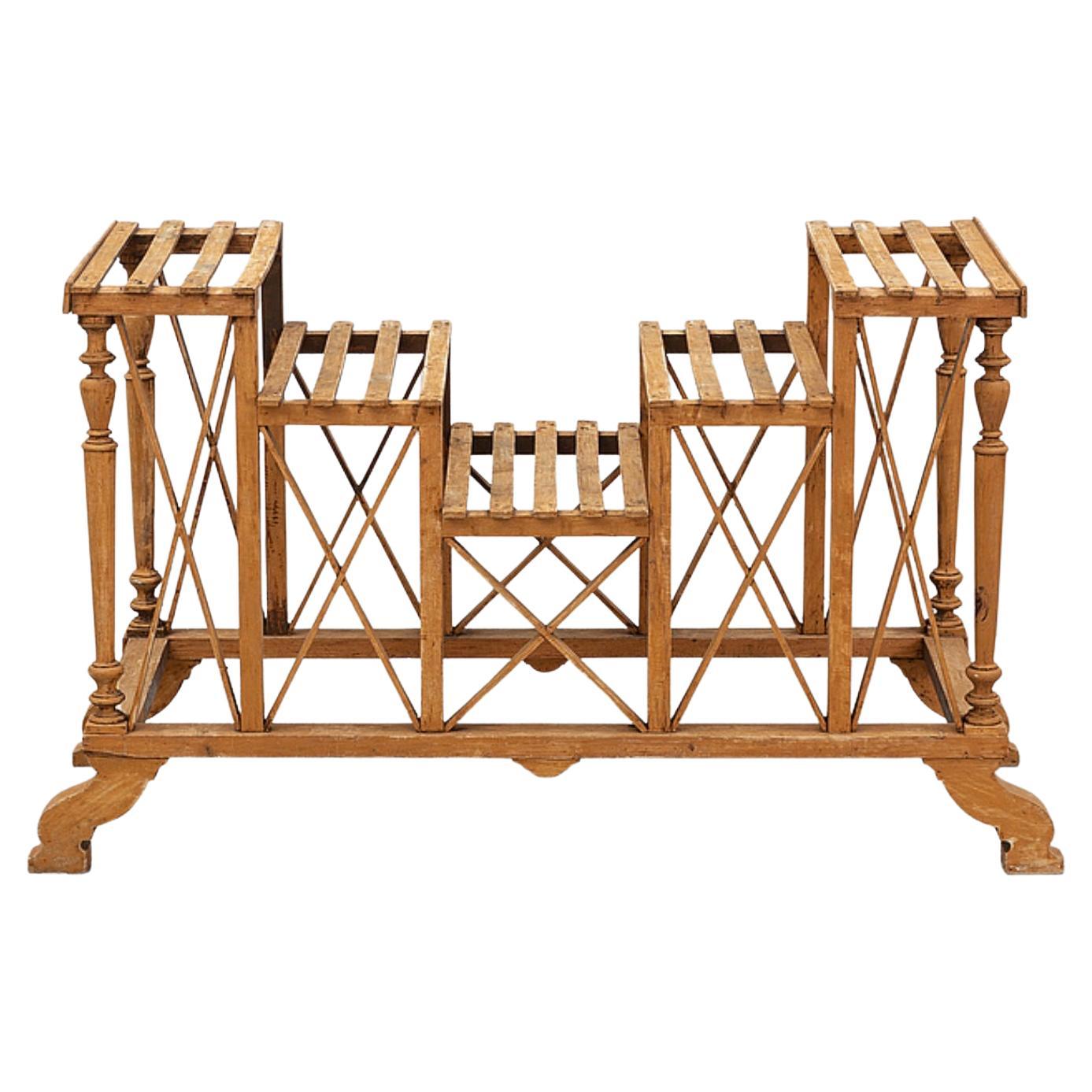 1900s Swedish Three-Tiered Wooden Flower Display Stand in the Style of Eiffel For Sale