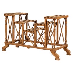 1900s Swedish slatted & turned wood flower display stand in the style of Eiffel