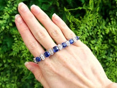 1900s Synthetic Blue Spinel and 2.04 Carat Diamond White Gold Bracelet
