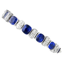 Antique 1900s Synthetic Blue Spinel and 2.04 Carat Diamond White Gold Bracelet