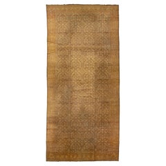 1900s Tan Antiguo indio Agra Alfombra de lana de gran tamaño con Allover Pattern