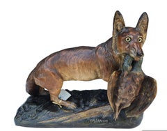 1900s Terracotta Fox Sculpture