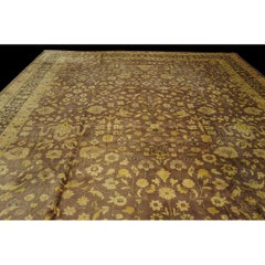 1900s Traditional Large Size Lavender Allover Floral Carpet Antique Indian Rug