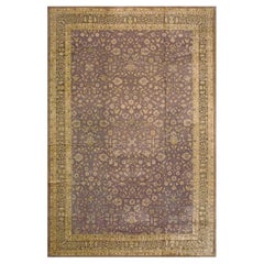 1900s Traditional Large Size Lavender Allover Floral Carpet Antique Indian Rug