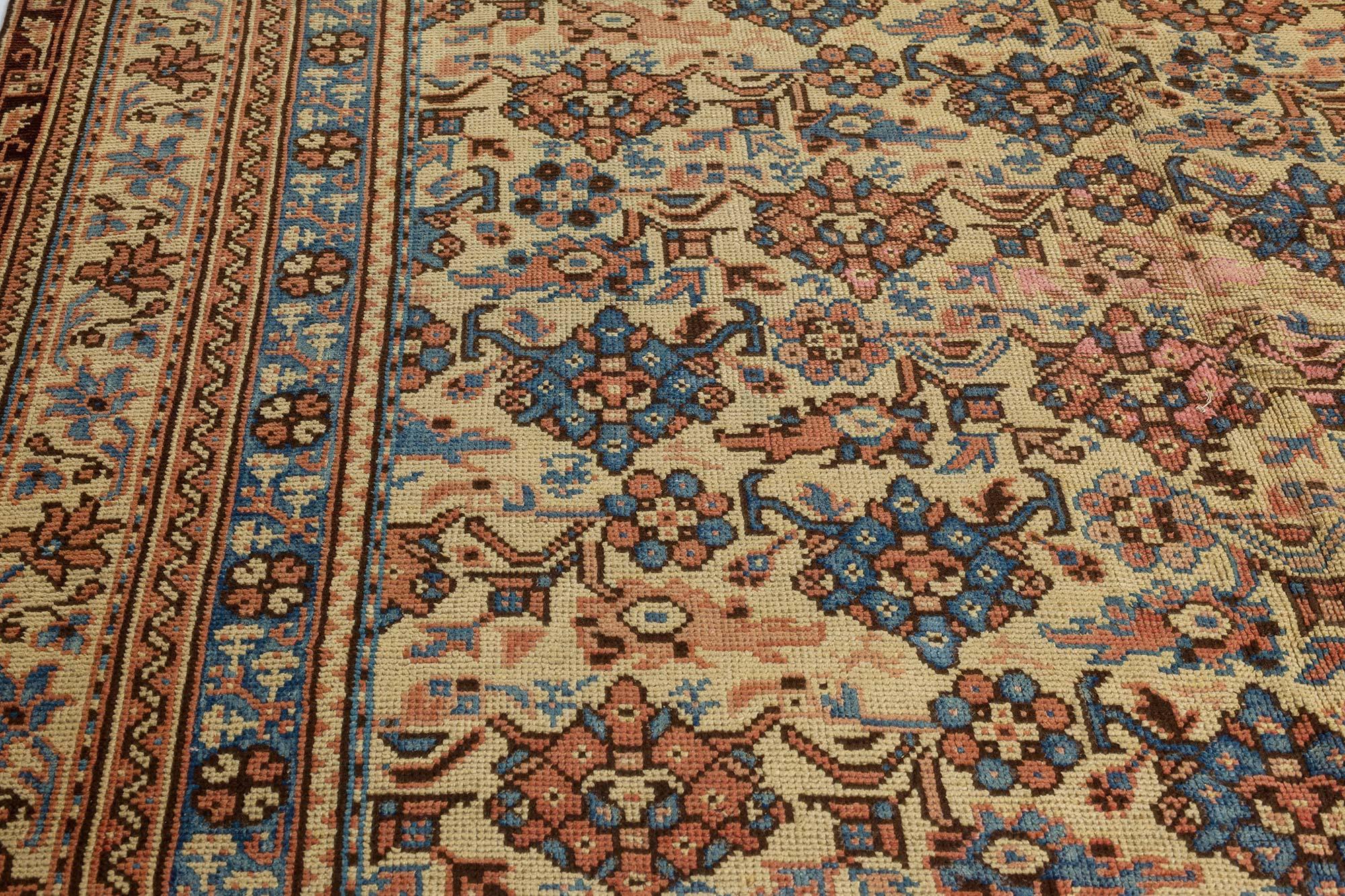 1900s Turkish Oushak Botanic Handmade Wool Carpet In Good Condition For Sale In New York, NY