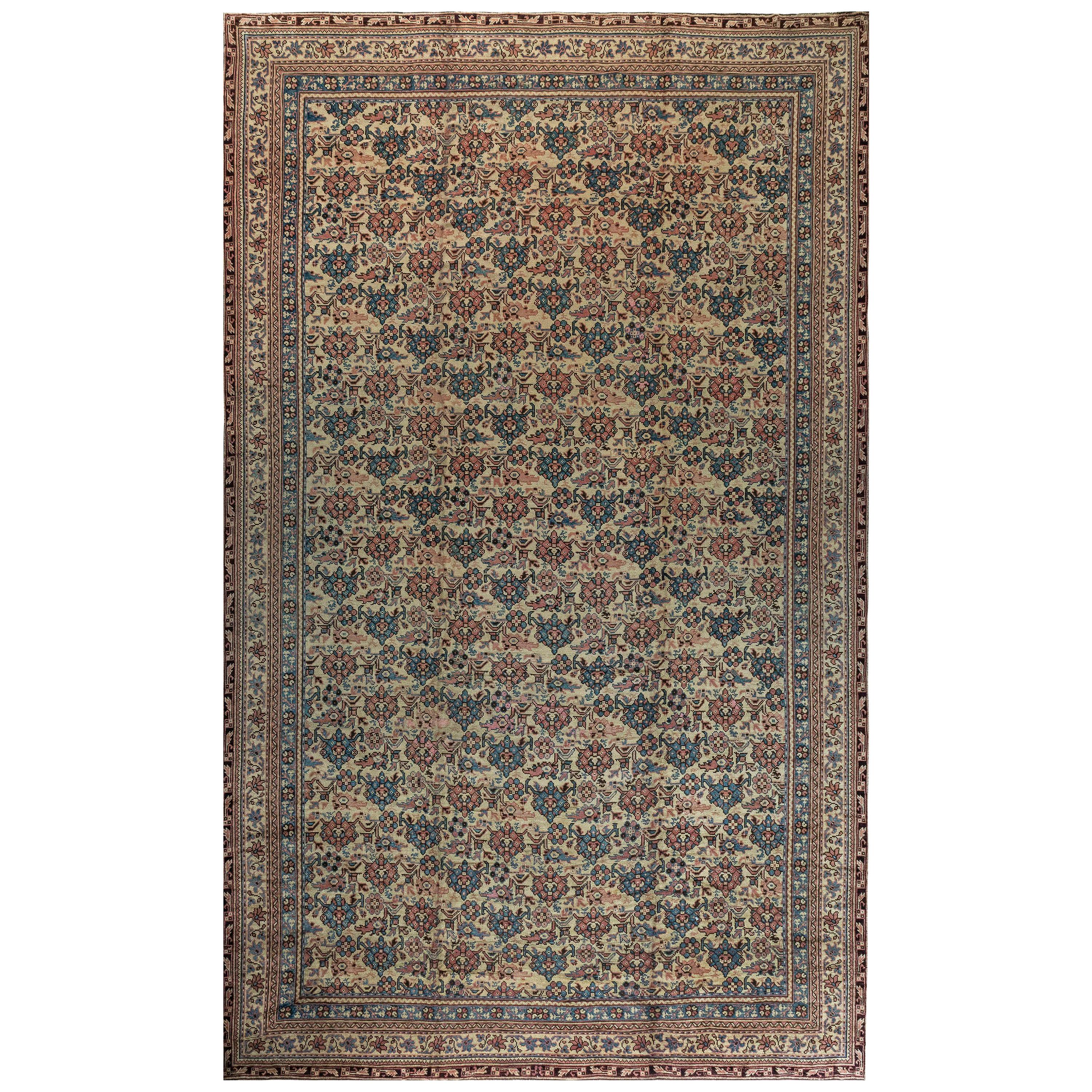 1900s Turkish Oushak Botanic Handmade Wool Carpet