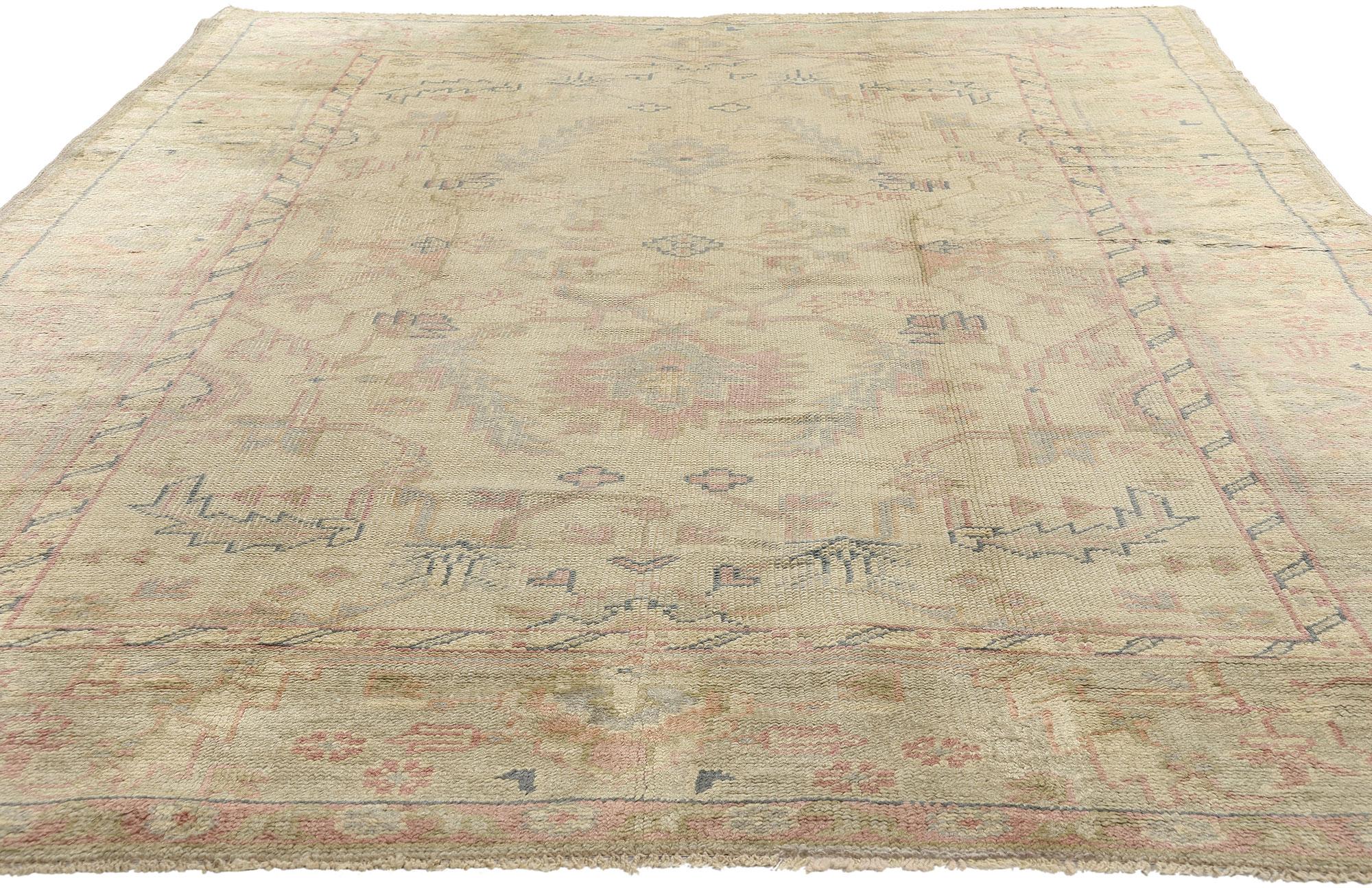 Colonial Revival 1900's Turkish Oushak Carpet with Modern Style For Sale