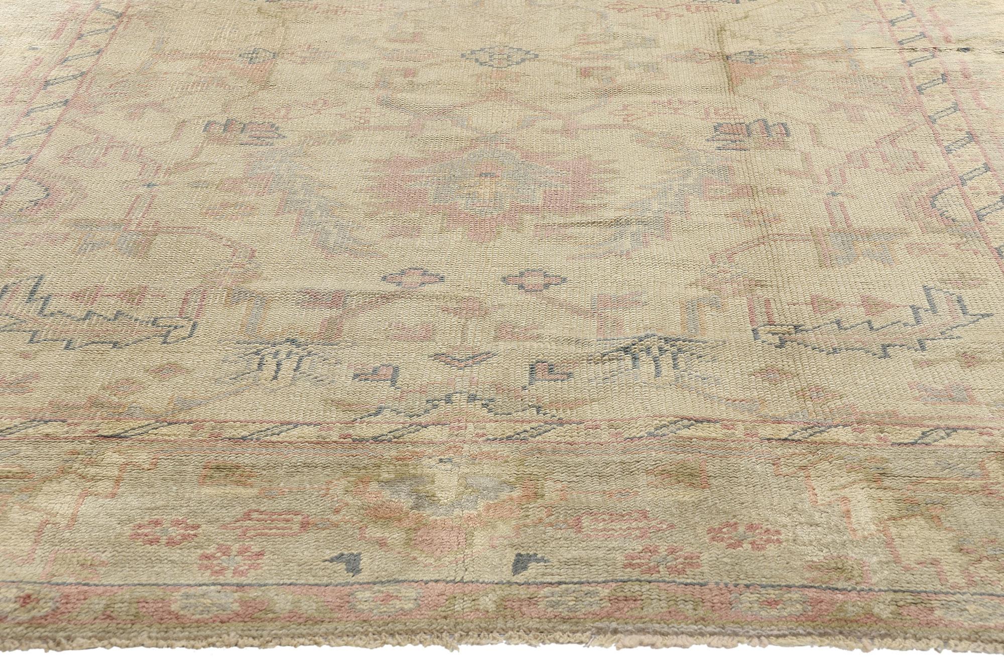 Hand-Knotted 1900's Turkish Oushak Carpet with Modern Style For Sale