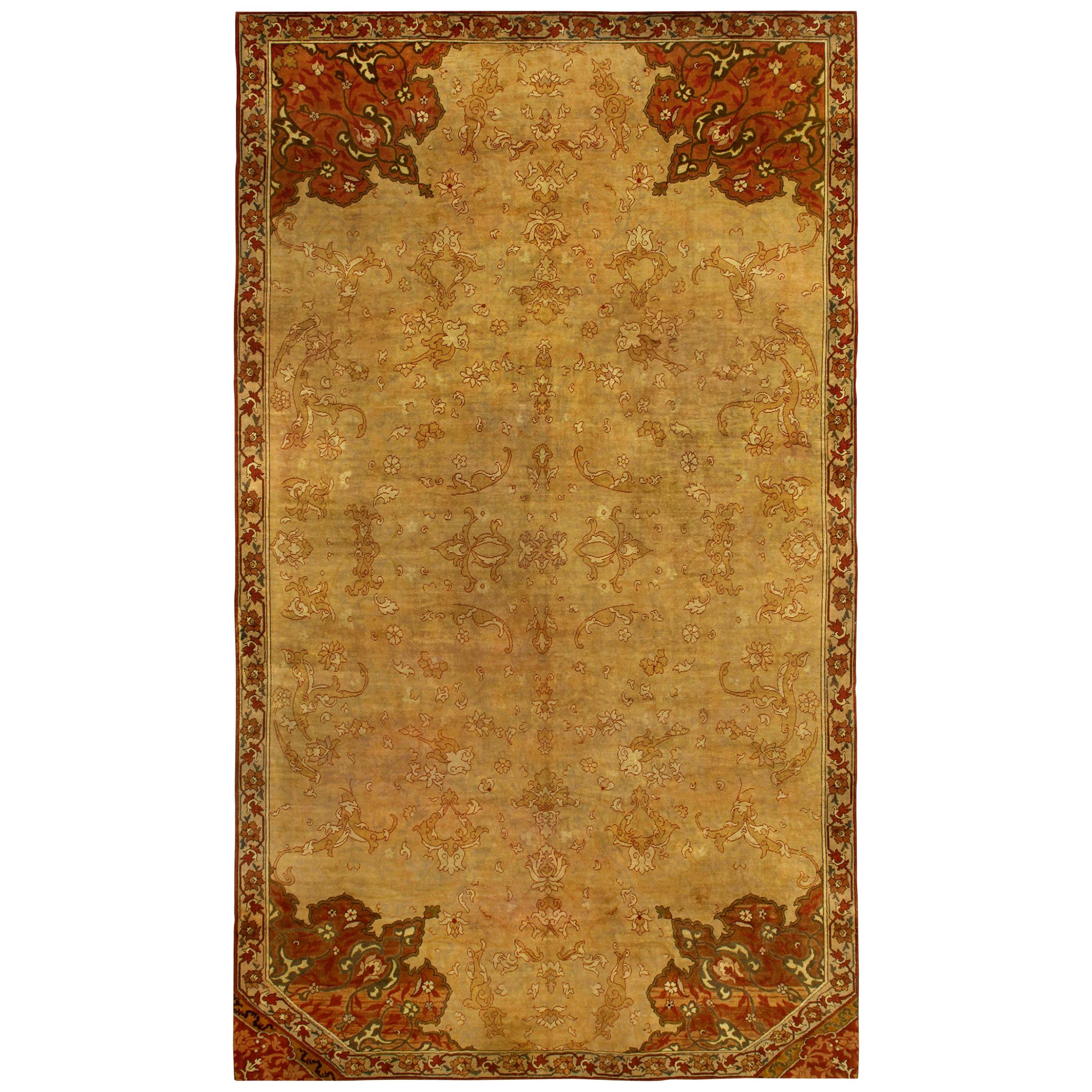 Authentic 1900 Turkish Oushak Handmade Wool Rug For Sale