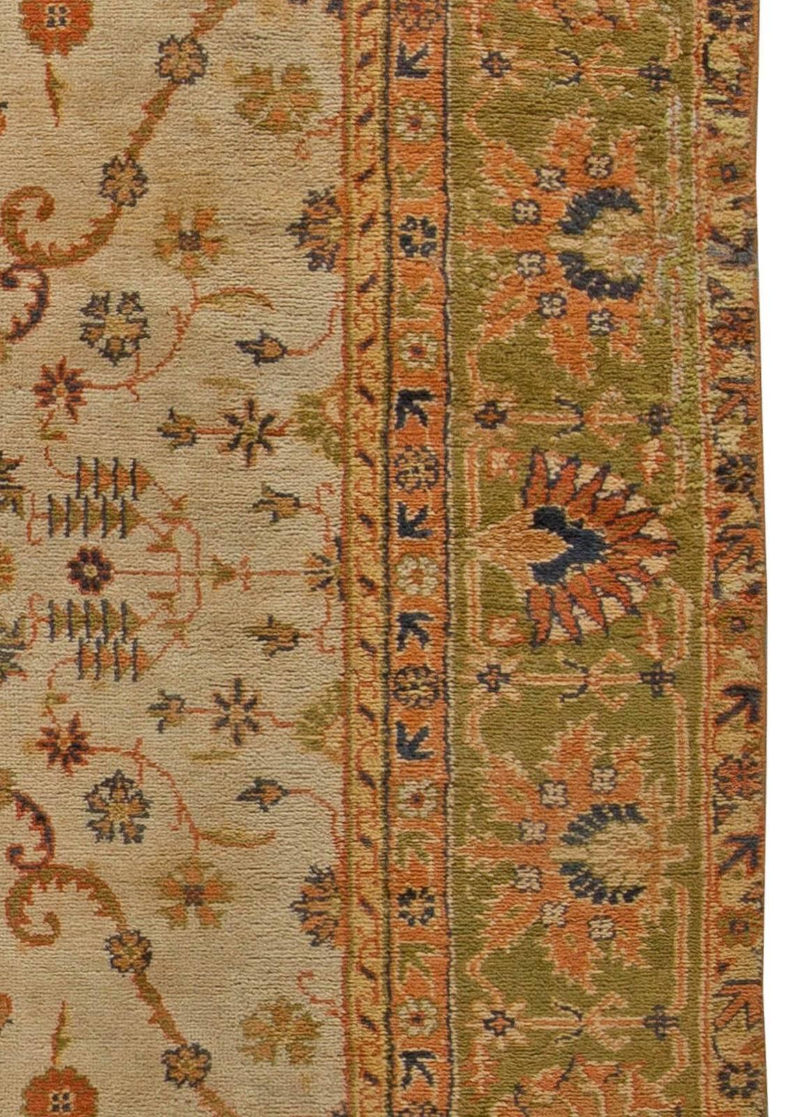 1900s Turkish Oushak Floral Handmade Wool Rug For Sale 1