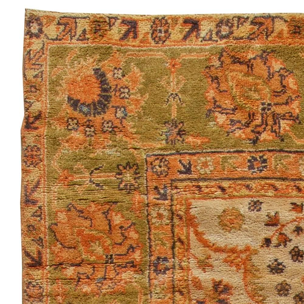 1900s Turkish Oushak Floral Handmade Wool Rug For Sale 2